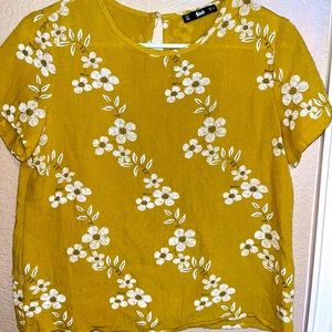 Yellow and White Floral Blouse